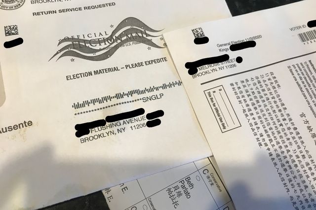 An inner envelope for an absentee ballot with a different name and address than the outer envelope